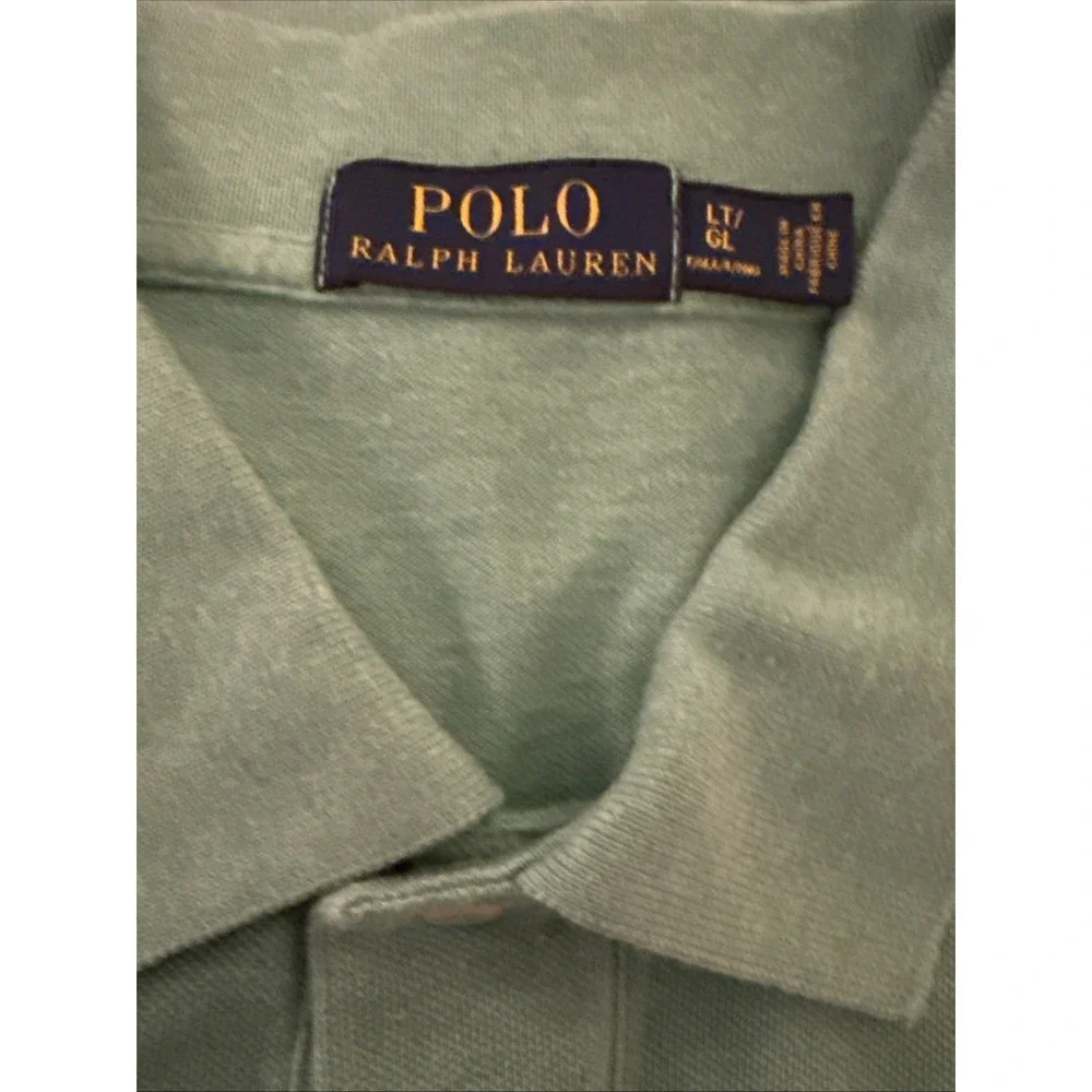Polo Ralph Lauren Polo Shirt Men's Large Tall Green With Purple Pony Logo Preppy